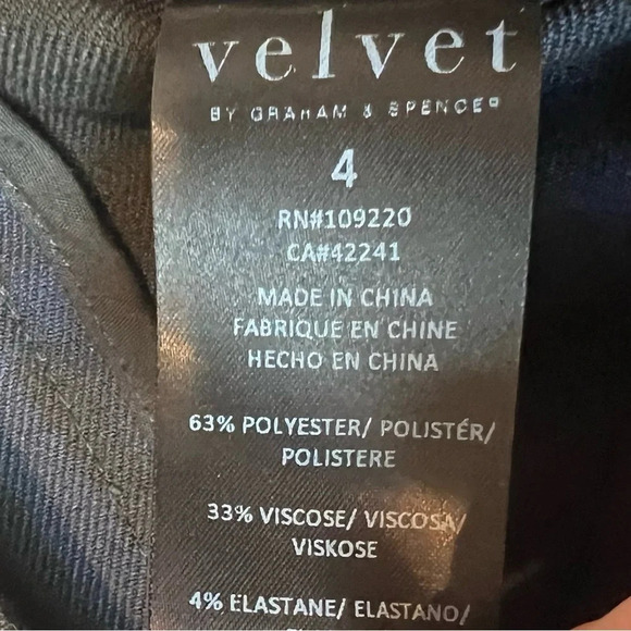 NWOT Velvet by Graham & Spencer Plaid Straight Leg Allison Pants Blue Black 4 - Picture 8 of 11